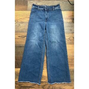 OAT New York Women Blue Wide Leg Raw Hem High Rise Jeans Size 10/30